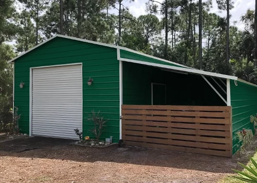20x35 Steel Garage with Lean-to