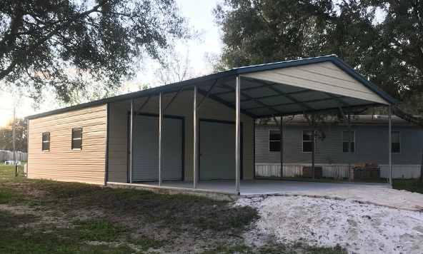 24x40 Combo Metal Garage Building | Carport Hybrid Garages