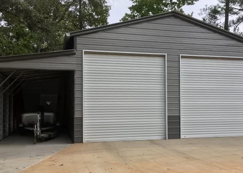 24×25 Two Car Garage with Lean-To